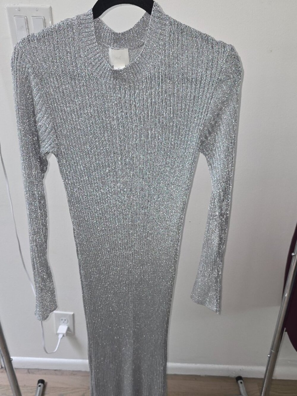 Sparkly silver knit dress